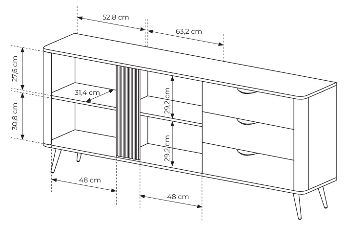 ERIS Komoda 195 2D3S na wysokich nóżkach - zdjęcie produktu